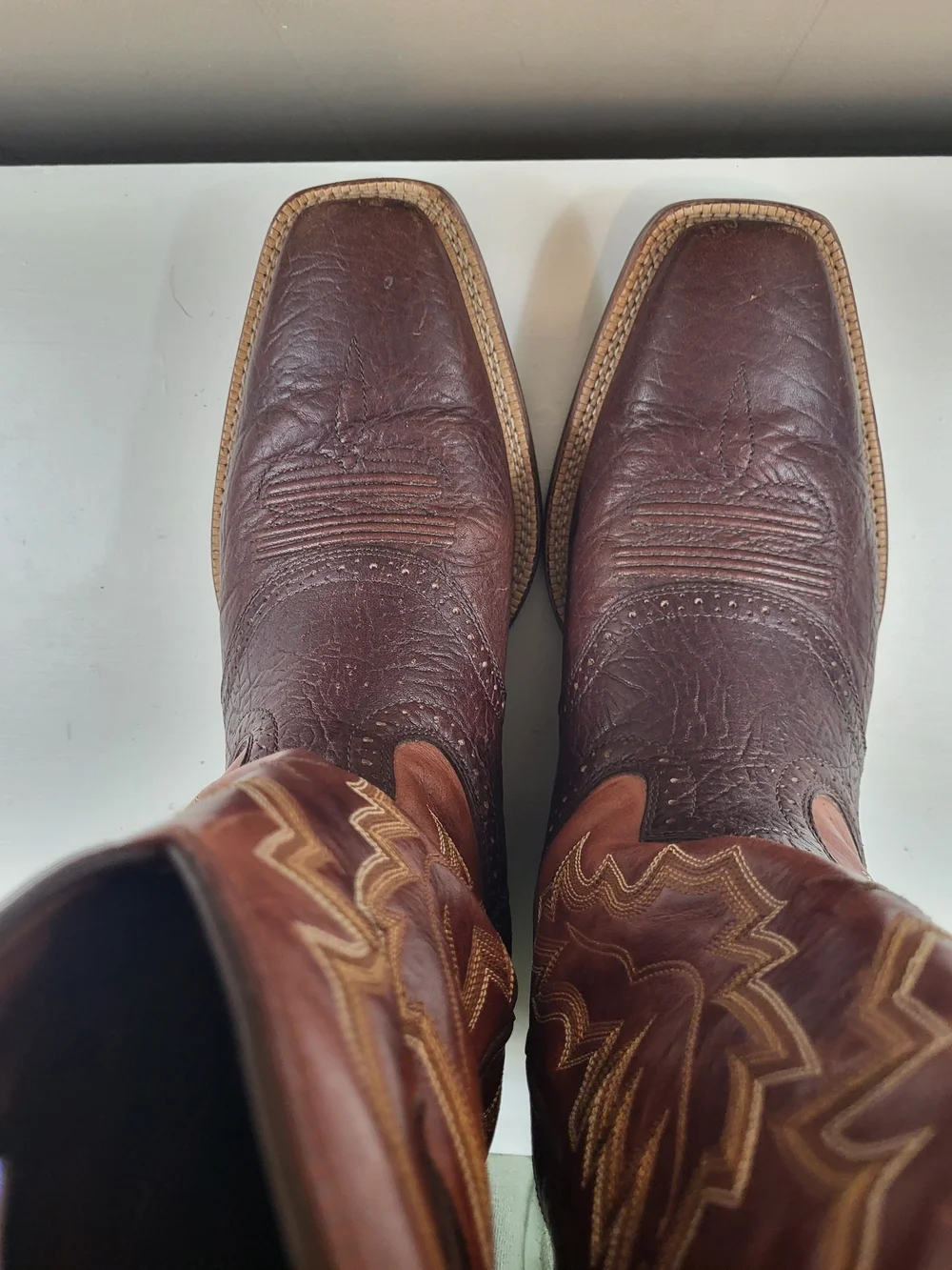 Twisted X COW DOG Brown Two-Tone Leather Western Boots, 11.5B